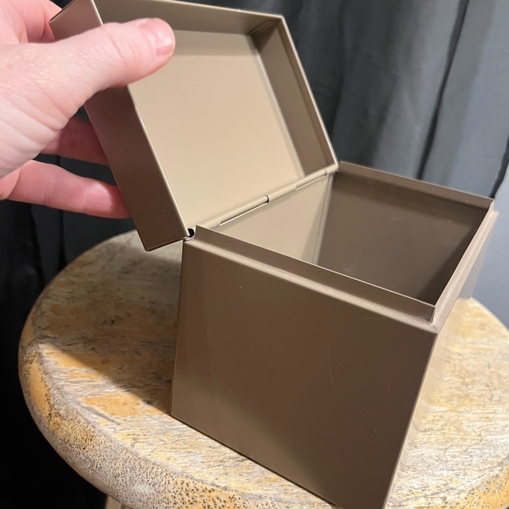 Vintage Minimalist Rectangular Index Card Box in Taupe